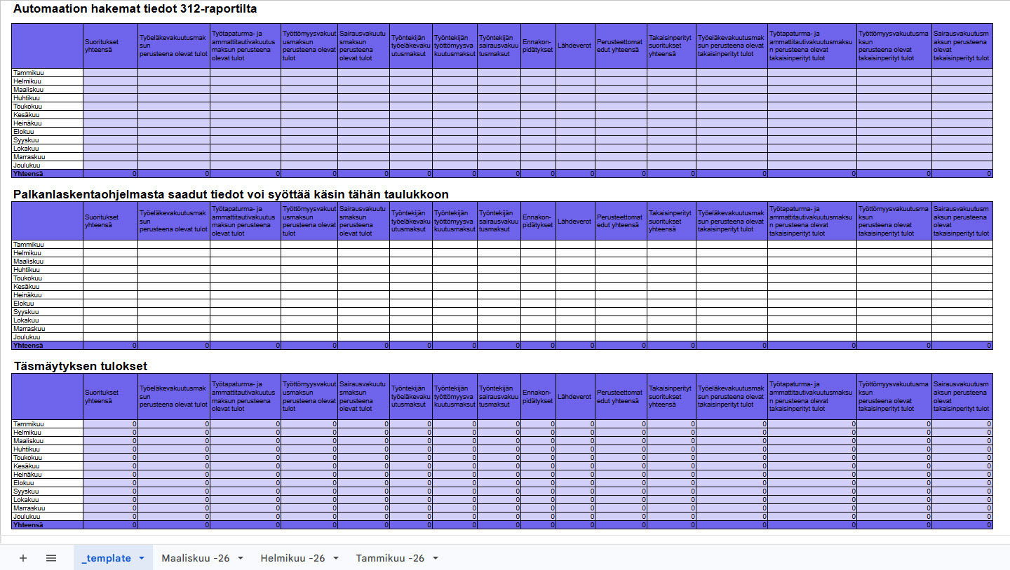 Tulorekisteritietojen täsmäytys Excel - esimerkki-1